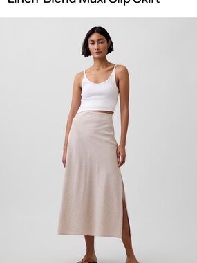 GAP Linen-Blend Maxi Slip Skirt